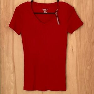 Merona Women's Red V-Neck Ultimate Tee Ruby Hill - NWT